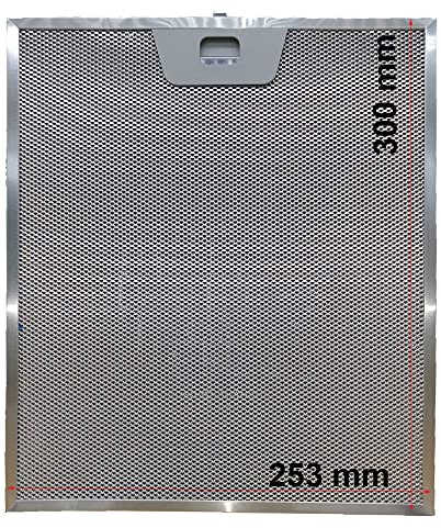 JCSPARES® - Filtro in alluminio metallo antigrasso 253x300x8mm per cappa aspirante da cucina compatibile con Elica Faber Hotpoint Ariston Indesit Smeg ed altri
