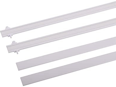 deco-raum Paneelwagen Weiß 45cm 2 Stück aus Aluminium mit Klettband kürzbar für Gardinenschienen Universal mit Gleiter und Flachbeschwerung 20x3mm