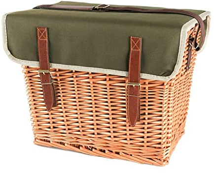 UZOURI Picknickkorb aus Weidengeflecht mit Besteck Isoliertasche Schultergurt Picknickmatte Flaschentasche für 4 Personen 42X30x33cm