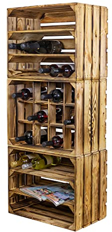 Kistenkolli Altes Land Weinregal Mix Regalkiste Flaschenablage Weinregal Apfelkiste/Weinkiste Weinschrank (Weinregal Kombo 3er)