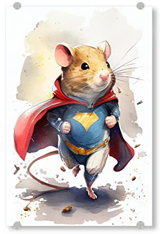 artboxONE Acrylglasbild 90x60 cm Tiere Superhelden-Hamster Bild hinter Acrylglas - Bild Tier aquarell Farbe