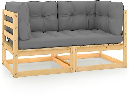 puraday Gartensofa 2-Sitzer mit Kissen Kiefer Massivholz Outdoor Sofa Outdoor Lounge Terassenmöbel Außen Balkon Sofa Gartenmöbel Zum Entspannen Und Genießen des Wetters Komfortabel Design