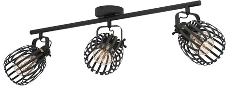 EGLO Deckenstrahler Segovia, 3-flammige Deckenlampe mit schwenkbaren Spots | Deckenleuchte aus Metall in Schwarz und Messing-gebürstet, Deckenspot mit E27 Fassung