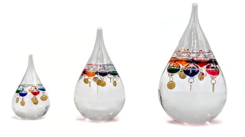 Sterzeal Galileo Tear Drop Shaped Indoor/Outdoor Thermometer - Elegant Home Decor & Gift for Men (Small - 11.5 CM)