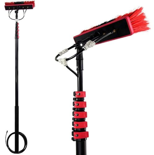 Nettoyant photovoltaïque Brosse de Nettoyage de Panneau solaire, Poteau de Nettoyage de fenêtre, Brosse télescopique alimentée en Eau, raclette de fenêtre Extensible, Nettoyeur de Toit, verr