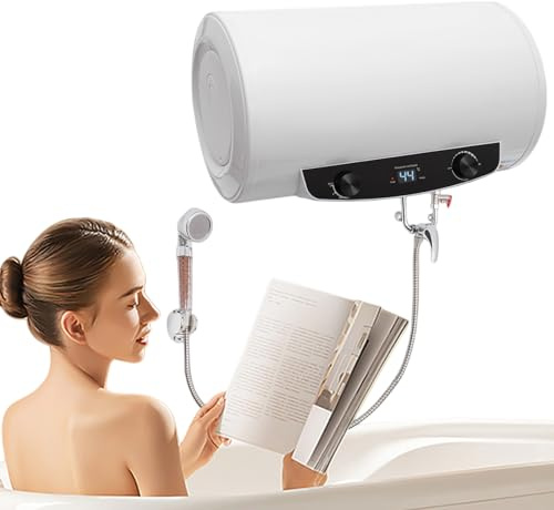 EU 50L Durchlauferhitzer Elektrischer 220V Küche 2 KW, Druckloser Durchlauferhitzer mit Warmwasser bis 75 °C, Durchlauferhitzer Dusche für Badezimmer, Küchenspülen, Wohnwagen (34 * 56cm)
