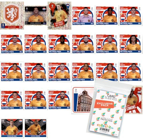 Bundle mit UEFA EURO 2024 Germany - Sammelsticker - Mannschaftspaket - Niederlande + Exklusive collect-it Hüllen