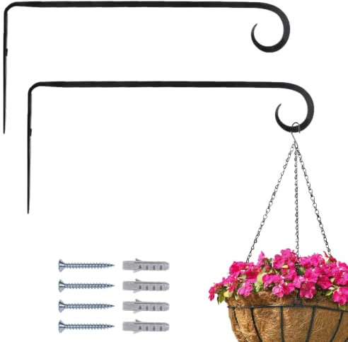 2er Set Handgeschmiedeter Wandhaken Mapoy aus Eisen in Schwarz 26 cm