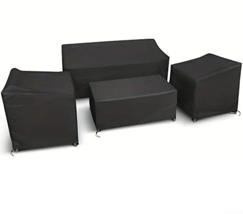 Entgoinggo Fundas para muebles de jardín, 4 piezas de fundas impermeables para muebles de exterior, resistentes al viento, anti-UV, tela Oxford, fundas de mesa de jardín, para silla y mesa, funda de
