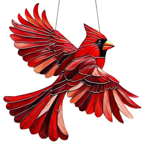 Geistervögel, Sonnenfänger aus Acryl mit Kolibri, niedlicher Anhänger mit geflügeltem Kardinal, hängendes Baumornament mit rotem Kardinal zum Aufhängen am Fenster, Vogelbewunderung