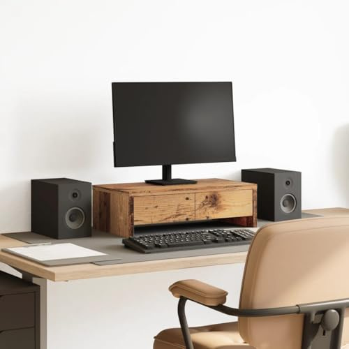 Gecheer Skärmhållare med trälådor 50 x 27 x 15 cm i spånskiva, ergonomiskt stöd för PC, bärbar dator, dator, DVD, anteckningsbok, tangentbordsstativ för dator, P854668