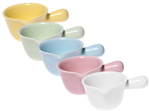 Cabilock 5pezzi Mini Brocche in Ceramica Con Beccuccio Per Latte Salse e Condimenti Manico Ergonomico Design Versatile Per Caffè Insalate e Sciroppi Colorati