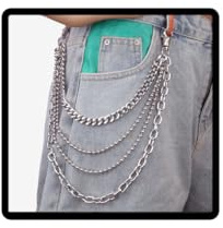 SINLOV Punk Rivet pantalones Tassel cadena mariposa cruz multicapa cadena Trouser anillo cadera Hop gótico Jeans cadena cartera para mujeres y hombres, L, Aleación, No es una piedra preciosa