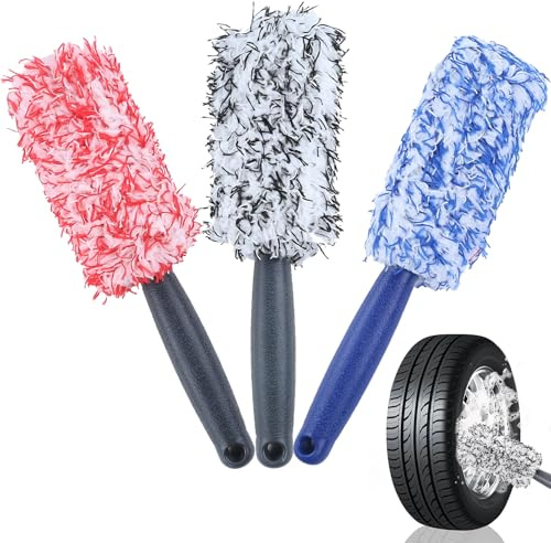 banjiabb 3 Stück Felgenbürste,Felgenbürste Auto,Felgen Bürste,Felgenreiniger Bürste,Premium Mikrofaser Felgenreiniger Bürste,Felgenbürste Alufelgen,Microfaser FelgenBürste,für Alle Felgentypen Eine