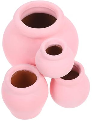 TOYANDONA 4 Mini Macetas de Barro Rosa Impermeables para Plantas, Maceteros Decorativos Pequeños para Proyectos de Jardinería y Escritorio