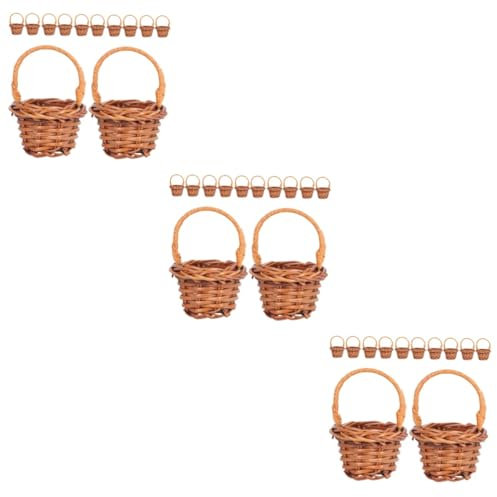 Holibanna 3 Sätze Rattan Einkaufskorb Ornamente Garten Heimdekoration Aufbewahrungsbehälter Miniaturkörbe Zum Basteln Großer Wäschekorb Aus Seil Mini Flechtkorb Pflanze 12 Stück * 3