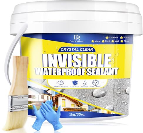 Liquido impermeabile trasparente 1,000g - Rivestimento per tetti, muri, cemento, legno e terrazze. Flessibile, interno ed esterno, a base d'acqua, resistente alle UV, protezione antiritidazione