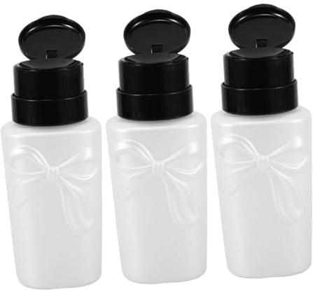 ELAYARD 3pcs Secure Lock Nail Polish Remover Dispenser Refillable Pump Bottle for Nail Liquid Sturdy Plastic for Diy Beauty
