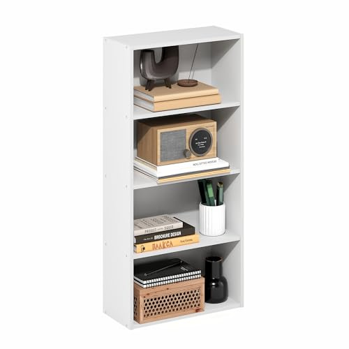 Furinno Basic Libreria a 4 Ripiani, Scaffale, Organizzatore, 7 x 17 x 35, Bianco