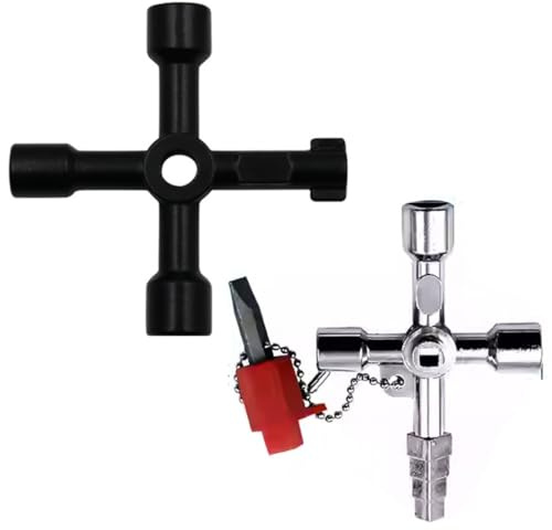 JYNXOR 2 Pcs Clé Triangulaire 4 Voies Universelle Multifonction, Clé Triangle Poubelle, Clé Armoire Electrique, Clé Utilitaire pour Boîtes Électriques, Gaz, Eau, Compteurs Électriques et Armoires