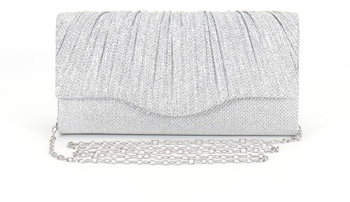 XFSRG Clutch Damen Glitzer Envelope Elegant Kettentasche Handtasche Abendtasche mit Abnehmbarer Kette für Hochzeit Party Cocktail