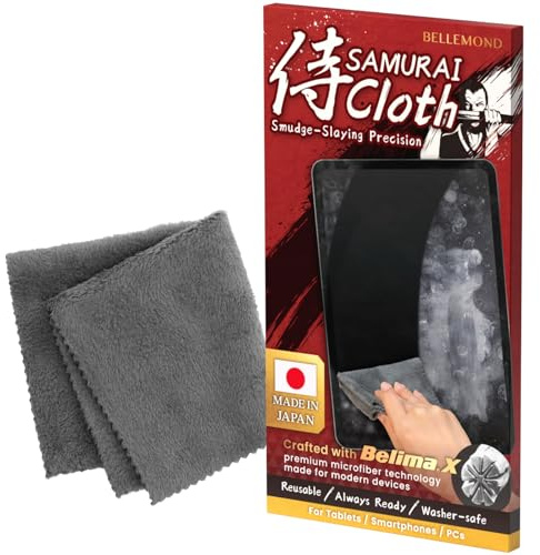BELLEMOND「Samurai Cloth」Japanese Microfiber Cleaning Cloth | Washable, Reusable, Lint Free Cloth for Phones, Laptops, Camera Lenses, Screens & Electronics | Made in Japan | Medium