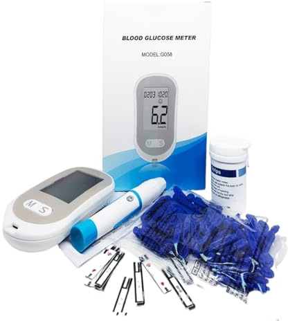 Tomedeks Apparecchio per Glicemia con 50 Strisce di Test, 50 Lancette e 1 Dispositivo di Puncionamento, Glucometro per Glicemia Minimante Invasivo, Adatto per Uso Domestico e Esterno (B)