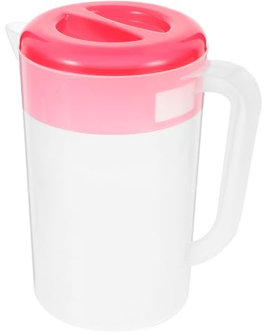 Angoily Brocca per Acqua del Frigorifero 2L in Plastica con Coperchio Rosso Grande Capacità Riutilizzabile con Manico per Bevande Fredde per Uso Domestico e Ristorazione