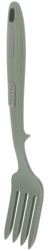 POPETPOP Fourchette à Spaghetti en Silicone Gris-vert, Grosse et Réutilisable, Résistance Élevée la Chaleur, Cuisine Quotidienne et Préparation de Pâtes –