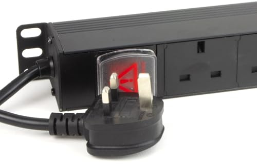 kenable PDU Power Distribution Unit 12 Way UK Sockets Vertical Mount with Illuminated Switch 3m Cable 13A UK Plug for Server Cabinet Rack Office