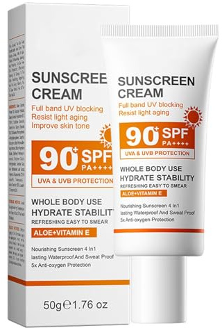 Crème Solaire Visage Et Corps,Creme Solaire Visage SPF 90,Moisturising Sun Protection Cream,Crème Solaire Hydratant Protection Solaire Lait,Crème Solaire Protection Instantanée,50g
