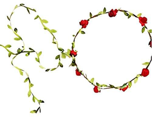48 st blompannband, blommigt girlang-pannband för bröllop, festgåvor och fotorekvisita blomhuvudbonad med verklighetstrogna fuskblommor och gröna blad