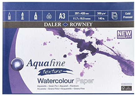 Daler Rowney Aquafine blocco carta acquerello a grana fine A3 12 fogli 300g/m