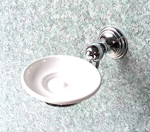 Haceka Allure Seifenschale mit Halterung Messing Verchromt mit Porzellan Schale