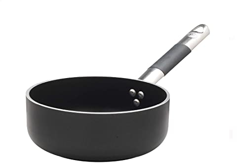 Pentole Agnelli ALSC2107SSPIC20 Alblack Casseruola Bassa con Manico, Alluminio, Nero, 20 cm