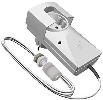 Schabus Wassermelder SHT 227 zur Pumpensteuerung, Steckdosengerät (230V) mit Schwimmerschalter, Akustischer und Optischer Alarm + Angeschlossenes Gerät wird bei Füllstandsänderung aktiviert