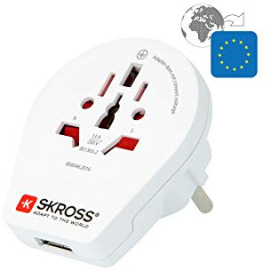 SKROSS Länderstecker World to Europe USB Reiseadapter