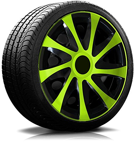 13 Zoll RKK04 Multi-Color Line (Schwarz-Grün) Radkappen/Radzierblenden 4 Stück