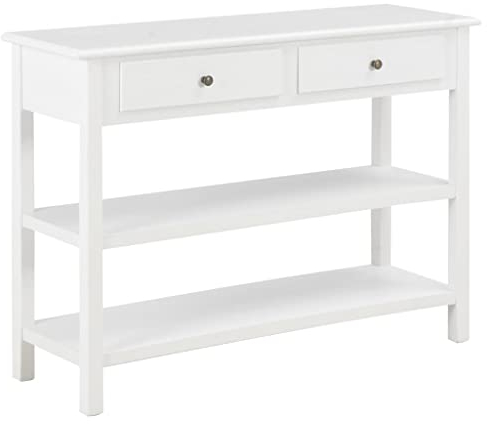 vidaXL Sideboard mit 2 Schubladen 2 Regalen Beistellschrank Schrank Anrichte Kommode Highboard Beistelltisch Flurtisch Konsolentisch Weiß MDF 110x35x80 cm