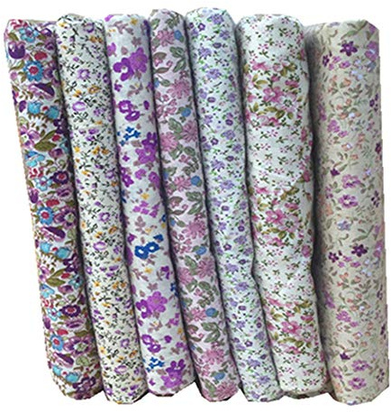 Egurs Baumwollstoff 7stück/Set Neueste Stoffpakete DIY Nähen Handwerk Quilting Patchwork Stoffe Gemischte Designs Lila Blumenserie 25 * 25cm