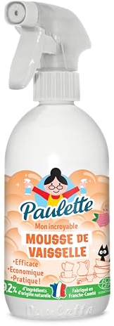 Paulette - Mousse de Vaisselle Rose - Liquide Vaisselle en Spray Ecocert - Fabriqué en France - 500 ml