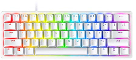 Razer Huntsman Mini 60% Gaming Keyboard: Fast Keyboard Switches - Clicky Optical Switches - Chroma RGB Lighting - PBT Keycaps - Onboard Memory - Mercury White