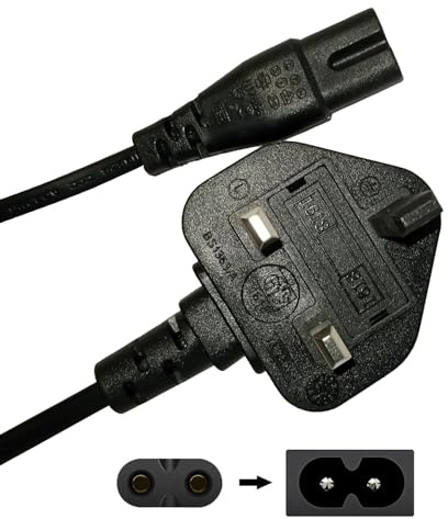 BabzTech 2 Metre 2 Pin Mains Power Lead Fig Figure 8 Cable Compatible with PS4 PS5 Samsung Toshiba Panasonic JVC Philips LG Sharp Sony TV Canon Pixma HP Brother Printer