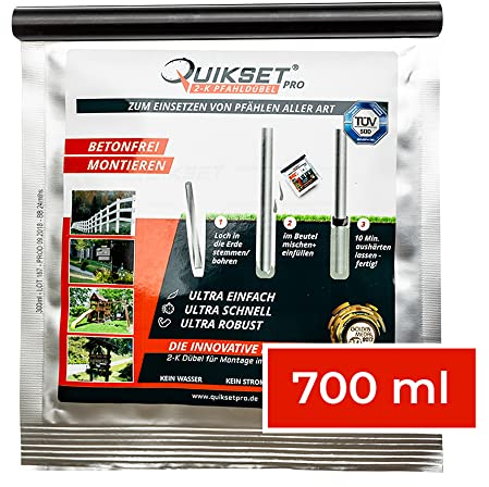 700ml chemischer Dübel Quikset Pro 2-K Pfahldübel für Naturgrund Zaunpfosten Zaun Pfosten Pfahl Dübel Feiler setzen ohne Beton