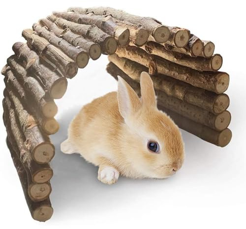 PINVNBY Extra Large Wooden Bunny Ladder Bridge (25 x 15 inches), Rabbits Hideout, House, Tunnel, Rodents Chew Toys for Guinea Pig, Chinchillas, Hedgehogs, Ferrets, Rat