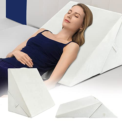 COSTWAY Oreiller Anti-Stress Triangulaire, Coussin Thérapeutique Post Opératoire, Élévateur de Jambes, Soulager Douleur de Dos, Genoux, Circulation, Respirant Lavable (Blanc)