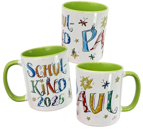 Tasse Schulkind 2026 mit Namen, personalisierte Kindertasse Schulanfang, RosiRosinchen