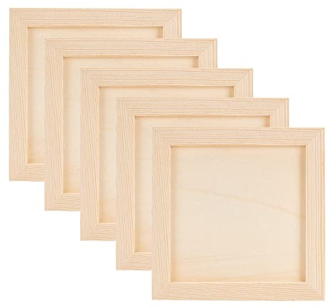 OLYCRAFT Cadres Photo en Bois 14.8x14.8cm Artisanaux Cadre Photo en Bois Panneaux de Panneau de Toile pour L'Affichage de Table et L'Artisanat