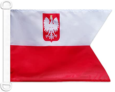AZ FLAG Bandera Náutica Pabellón de guerra Polonia 45x30 cm | Uso exterior y náutico Enseña náutica polaca Polska bandera wojenna con anillas de plástico poliéster de malla