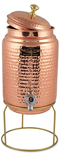 Golden Drops Kupfer-Wasserspender mit Wasserhahn, 3-Liter-Krug und 2 Gläsern